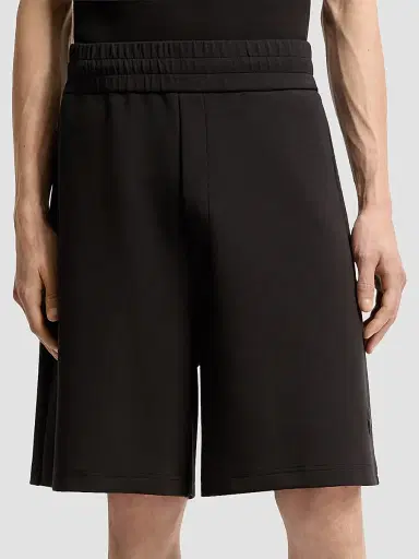 Moncler Men's Shorts in Interlock Cotton Blend - Black | Thumbnail 2 Moncler Men's Shorts in Interlock Cotton Blend - Black | Thumbnail 2