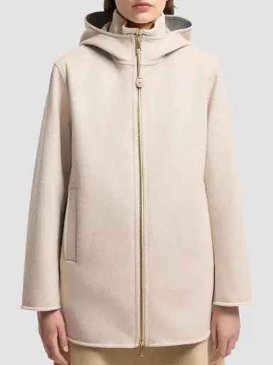 Moncler Women's Hemiptere 3-in-1 Hooded Puffer Jacket in Wool and Cashmere - Light Beige | Thumbnail 2 Moncler Women's Hemiptere 3-in-1 Hooded Puffer Jacket in Wool and Cashmere - Light Beige | Thumbnail 2
