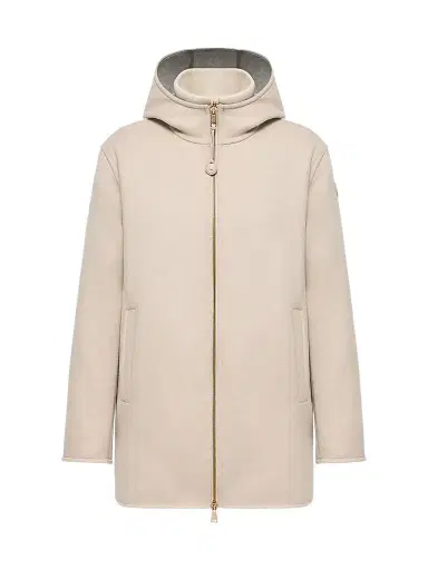 Moncler Women's Hemiptere 3-in-1 Hooded Puffer Jacket in Wool and Cashmere - Light Beige | Thumbnail 1 Moncler Women's Hemiptere 3-in-1 Hooded Puffer Jacket in Wool and Cashmere - Light Beige | Thumbnail 1