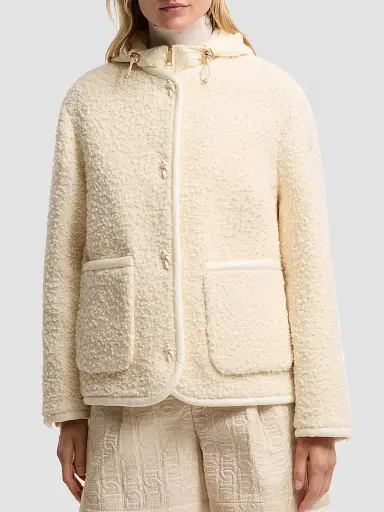 Moncler Women's Hylesine 3-in-1 Puffer Coat in Wool and Cotton Blend - White | Thumbnail 2 Moncler Women's Hylesine 3-in-1 Puffer Coat in Wool and Cotton Blend - White | Thumbnail 2