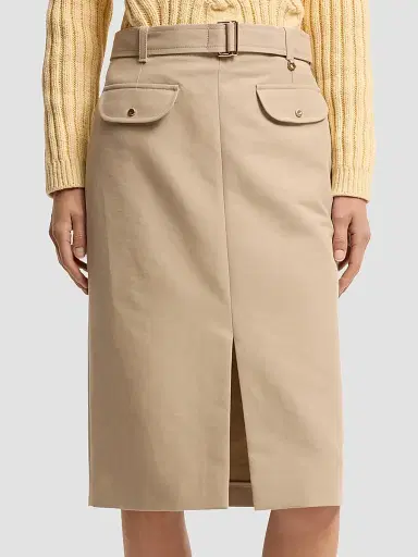 Moncler Women's Skirt in Cotton with Belt - Beige | Thumbnail 2 Moncler Women's Skirt in Cotton with Belt - Beige | Thumbnail 2