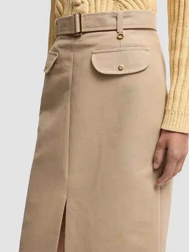 Moncler Women's Skirt in Cotton with Belt - Beige | Thumbnail 4 Moncler Women's Skirt in Cotton with Belt - Beige | Thumbnail 4