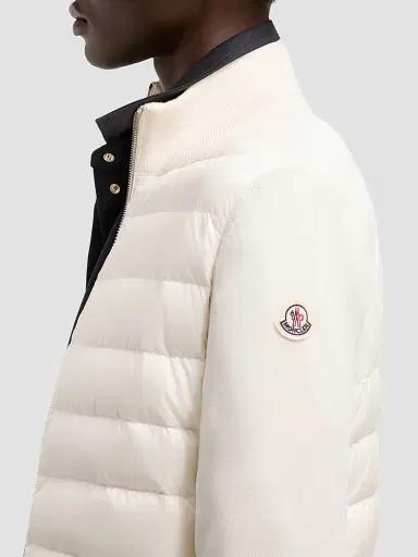 Moncler Women's Down-Filled Cardigan in Wool - White | Thumbnail 4 Moncler Women's Down-Filled Cardigan in Wool - White | Thumbnail 4