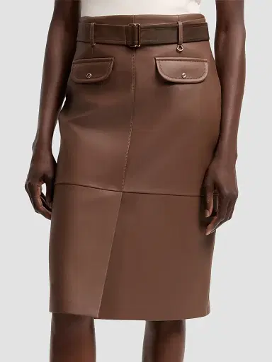 Moncler Women's Skirt in Leather - Brown | Thumbnail 2 Moncler Women's Skirt in Leather - Brown | Thumbnail 2