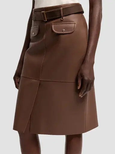 Moncler Women's Skirt in Leather - Brown | Thumbnail 4 Moncler Women's Skirt in Leather - Brown | Thumbnail 4
