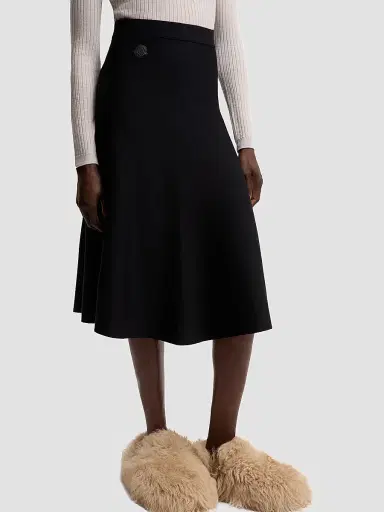 Moncler Women's Skirt in Wool Blend - Dark Blue | Thumbnail 2 Moncler Women's Skirt in Wool Blend - Dark Blue | Thumbnail 2