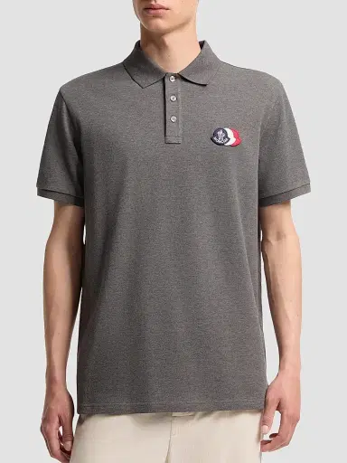 Moncler Men's Polo Shirt in Cotton Piquet - Dark Gray | Thumbnail 2 Moncler Men's Polo Shirt in Cotton Piquet - Dark Gray | Thumbnail 2