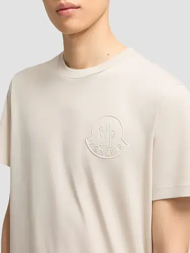 Moncler Men's Crew-Neck T-Shirt in Cotton - White | Thumbnail 4 Moncler Men's Crew-Neck T-Shirt in Cotton - White | Thumbnail 4