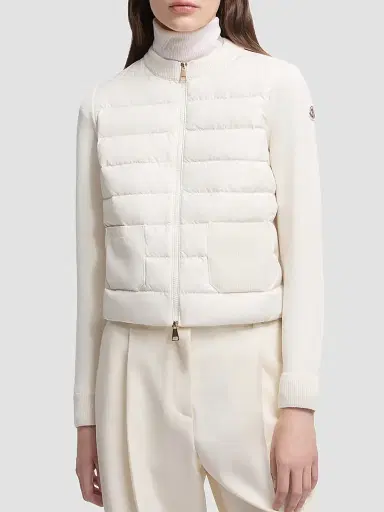 Moncler Women's Down-Filled Cardigan in Wool - White | Thumbnail 2 Moncler Women's Down-Filled Cardigan in Wool - White | Thumbnail 2