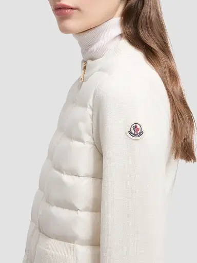 Moncler Women's Down-Filled Cardigan in Wool - White | Thumbnail 4 Moncler Women's Down-Filled Cardigan in Wool - White | Thumbnail 4