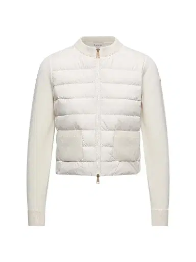 Moncler Women's Down-Filled Cardigan in Wool - White | Thumbnail 1 Moncler Women's Down-Filled Cardigan in Wool - White | Thumbnail 1