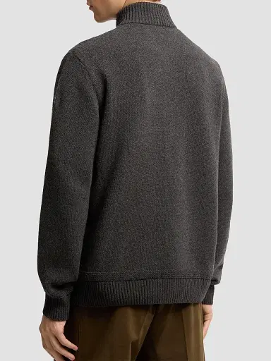 Moncler Men's Sweater in Wool and Cashmere Blend - Dark Gray | Thumbnail 3 Moncler Men's Sweater in Wool and Cashmere Blend - Dark Gray | Thumbnail 3