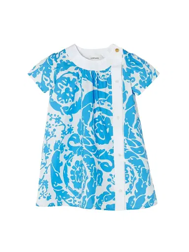 Versace Baby Girl's & Little Girl's Barocco-Print Cotton Poplin Dress - Azure Blue | Thumbnail 1 Versace Baby Girl's & Little Girl's Barocco-Print Cotton Poplin Dress - Azure Blue | Thumbnail 1