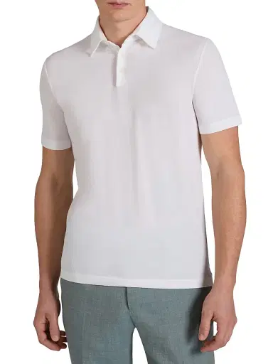 Slowear Men's Ice Short-Sleeve Cotton Polo Shirt - White - Size 36 | Thumbnail 2 Slowear Men's Ice Short-Sleeve Cotton Polo Shirt - White - Size 36 | Thumbnail 2