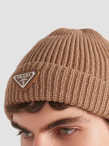 Prada Men's Wool and Cashmere Beanie | Thumbnail 2 Prada Men's Wool and Cashmere Beanie | Thumbnail 2