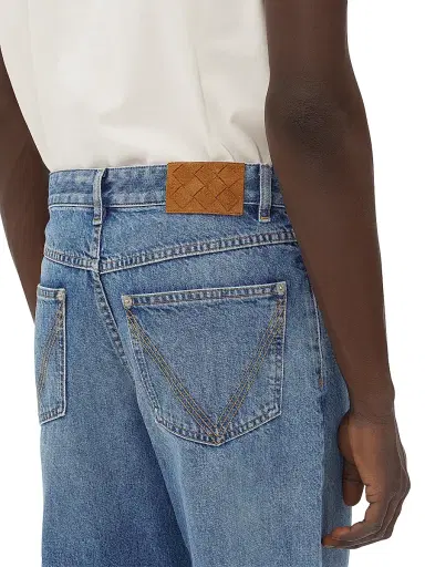 Bottega Veneta Men's Intrecciato-Patch Relaxed Straight-Leg Jeans - Blue Black | Thumbnail 5 Bottega Veneta Men's Intrecciato-Patch Relaxed Straight-Leg Jeans - Blue Black | Thumbnail 5