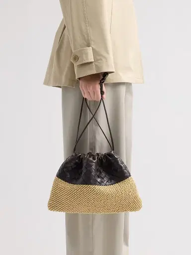 Bottega Veneta Women's Intrecciato Leather & Raffia Clutch - Natural Espresso | Thumbnail 2 Bottega Veneta Women's Intrecciato Leather & Raffia Clutch - Natural Espresso | Thumbnail 2