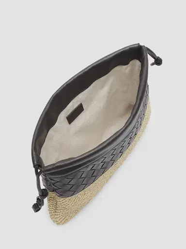 Bottega Veneta Women's Intrecciato Leather & Raffia Clutch - Natural Espresso | Thumbnail 4 Bottega Veneta Women's Intrecciato Leather & Raffia Clutch - Natural Espresso | Thumbnail 4