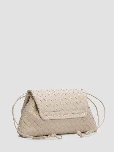 Bottega Veneta Women's Giorno Intrecciato Leather Shoulder Bag - Ecru Gold | Thumbnail 3 Bottega Veneta Women's Giorno Intrecciato Leather Shoulder Bag - Ecru Gold | Thumbnail 3