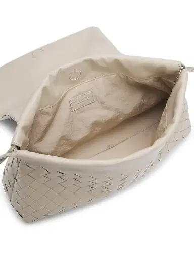 Bottega Veneta Women's Giorno Intrecciato Leather Shoulder Bag - Ecru Gold | Thumbnail 4 Bottega Veneta Women's Giorno Intrecciato Leather Shoulder Bag - Ecru Gold | Thumbnail 4