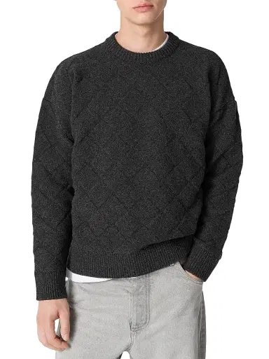 Bottega Veneta Men's Intrecciato 3D Wool-Blend Knit Sweater - Espresso - Size Small | Thumbnail 1 Bottega Veneta Men's Intrecciato 3D Wool-Blend Knit Sweater - Espresso - Size Small | Thumbnail 1