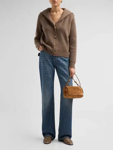 Bottega Veneta Women's Notturno Intrecciato Suede Pouch - Amber Gold | Thumbnail 5 Bottega Veneta Women's Notturno Intrecciato Suede Pouch - Amber Gold | Thumbnail 5