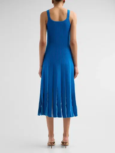 Elie Tahari Women's Raelynn Rib-Knit Pleated A-Line Midi Dress - Deep Blue | Thumbnail 3 Elie Tahari Women's Raelynn Rib-Knit Pleated A-Line Midi Dress - Deep Blue | Thumbnail 3