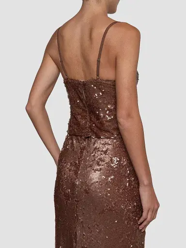 L'Agence Women's Lior Sequin Bralette Camisole - Dark Hazelnut - Size 18 | Thumbnail 3 L'Agence Women's Lior Sequin Bralette Camisole - Dark Hazelnut - Size 18 | Thumbnail 3