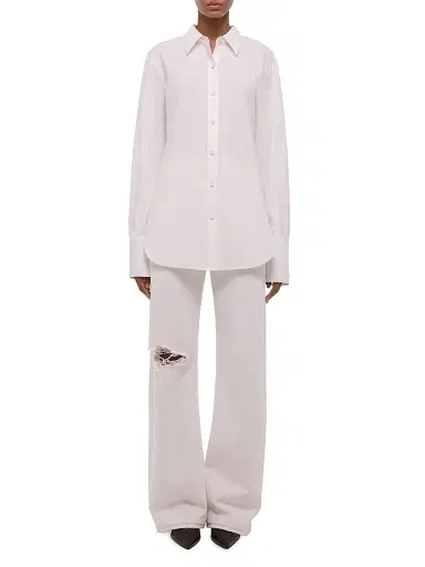 Helmut Lang Women's Knot Cotton Button-Front Shirt - White - Size Large | Thumbnail 2 Helmut Lang Women's Knot Cotton Button-Front Shirt - White - Size Large | Thumbnail 2