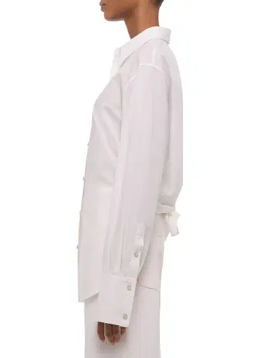 Helmut Lang Women's Knot Cotton Button-Front Shirt - White - Size Large | Thumbnail 4 Helmut Lang Women's Knot Cotton Button-Front Shirt - White - Size Large | Thumbnail 4