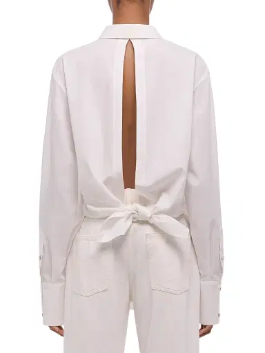 Helmut Lang Women's Knot Cotton Button-Front Shirt - White - Size Large | Thumbnail 5 Helmut Lang Women's Knot Cotton Button-Front Shirt - White - Size Large | Thumbnail 5