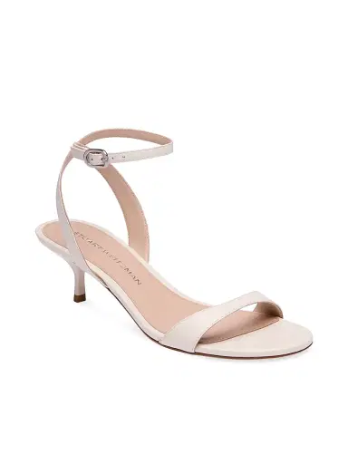 Stuart Weitzman Women's Kellie 50MM Leather Kitten-Heel Sandals - Cream | Thumbnail 2 Stuart Weitzman Women's Kellie 50MM Leather Kitten-Heel Sandals - Cream | Thumbnail 2