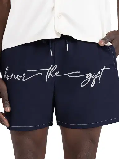 Honor The Gift Men's Logo Drawstring Swim Shorts - Navy | Thumbnail 4 Honor The Gift Men's Logo Drawstring Swim Shorts - Navy | Thumbnail 4