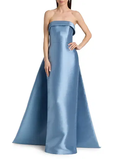 Amsale Women's Strapless Satin Embellished-Train Gown | Thumbnail 3 Amsale Women's Strapless Satin Embellished-Train Gown | Thumbnail 3