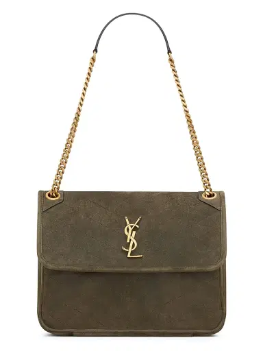 Saint Laurent Women's Niki Tripouch Shoulder Bag in Suede - Light Musk | Thumbnail 2 Saint Laurent Women's Niki Tripouch Shoulder Bag in Suede - Light Musk | Thumbnail 2