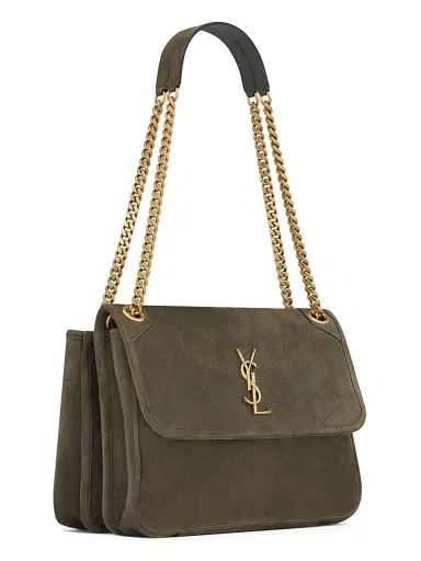 Saint Laurent Women's Niki Tripouch Shoulder Bag in Suede - Light Musk | Thumbnail 3 Saint Laurent Women's Niki Tripouch Shoulder Bag in Suede - Light Musk | Thumbnail 3