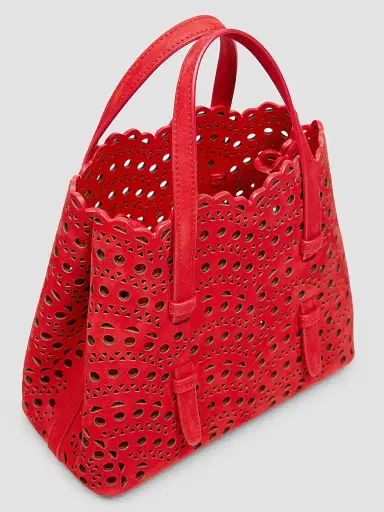 Alaïa Women's Mina 20 Wave Perforated Suede Top Handle Bag | Thumbnail 4 Alaïa Women's Mina 20 Wave Perforated Suede Top Handle Bag | Thumbnail 4