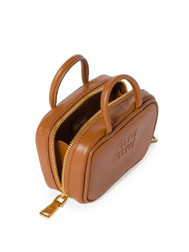 Miu Miu Women's Leather Trick Mini Bag - Brown | Thumbnail 4 Miu Miu Women's Leather Trick Mini Bag - Brown | Thumbnail 4