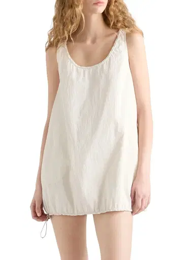 Prada Women's Sleeveless Technical Pongé Mini-Dress - White | Thumbnail 2 Prada Women's Sleeveless Technical Pongé Mini-Dress - White | Thumbnail 2
