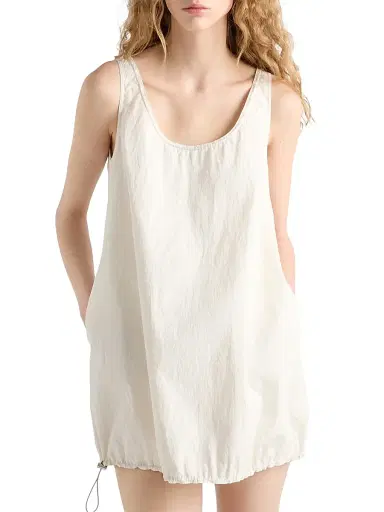 Prada Women's Sleeveless Technical Pongé Mini-Dress - White | Thumbnail 3 Prada Women's Sleeveless Technical Pongé Mini-Dress - White | Thumbnail 3