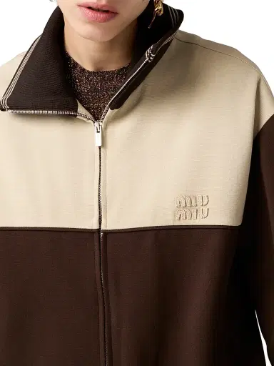 Miu Miu Women's Zipper Sweatshirt - Brown | Thumbnail 4 Miu Miu Women's Zipper Sweatshirt - Brown | Thumbnail 4