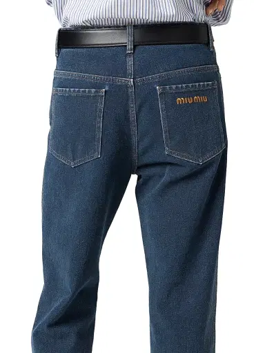 Miu Miu Women's Flocked Denim Trousers - Blue - Size 24 | Thumbnail 6 Miu Miu Women's Flocked Denim Trousers - Blue - Size 24 | Thumbnail 6