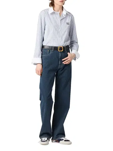 Miu Miu Women's Flocked Denim Trousers - Blue - Size 24 | Thumbnail 7 Miu Miu Women's Flocked Denim Trousers - Blue - Size 24 | Thumbnail 7