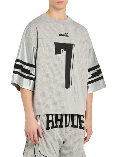 Rhude Men's Lightning Football Jersey Tee - Grey Silver | Thumbnail 4 Rhude Men's Lightning Football Jersey Tee - Grey Silver | Thumbnail 4