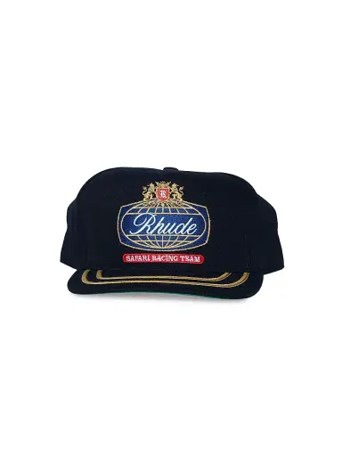 Rhude Men's Safari Crest Logo-Embroidered Baseball Cap - Black Navy | Thumbnail 1 Rhude Men's Safari Crest Logo-Embroidered Baseball Cap - Black Navy | Thumbnail 1