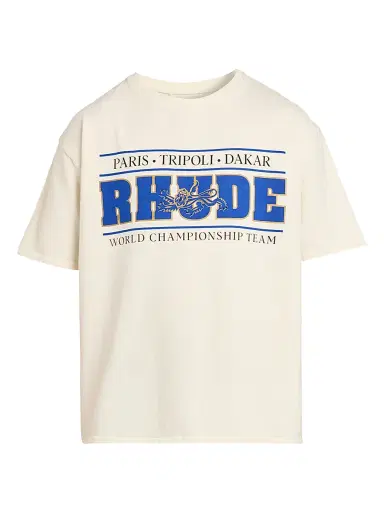 Rhude Men's Chrono Logo T-Shirt - Vintage White Blue | Thumbnail 1 Rhude Men's Chrono Logo T-Shirt - Vintage White Blue | Thumbnail 1