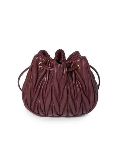 Miu Miu Women's Matelassé Nappa Leather Pouch - Dark Red | Thumbnail 3 Miu Miu Women's Matelassé Nappa Leather Pouch - Dark Red | Thumbnail 3