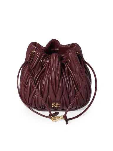 Miu Miu Women's Matelassé Nappa Leather Pouch - Dark Red | Thumbnail 1 Miu Miu Women's Matelassé Nappa Leather Pouch - Dark Red | Thumbnail 1