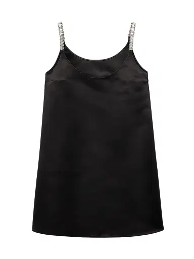 Prada Women's Embroidered Double Satin Mini-Dress - Black | Thumbnail 1 Prada Women's Embroidered Double Satin Mini-Dress - Black | Thumbnail 1
