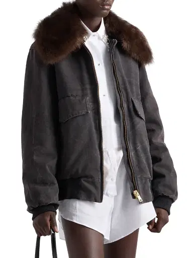 Prada Women's Canvas Blouson Jacket - Black | Thumbnail 2 Prada Women's Canvas Blouson Jacket - Black | Thumbnail 2